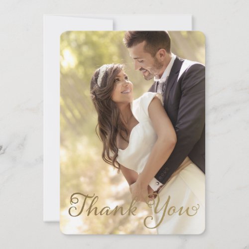 Photo Wedding Thank You Faux Gold Foil Effect Thank You Card