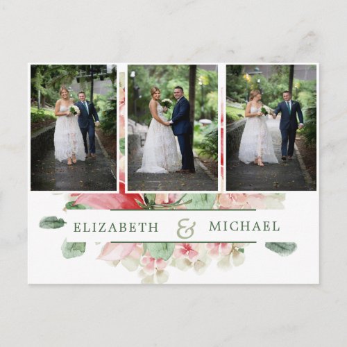 Photo Wedding Thank You Floral Elegant Jewish Postcard