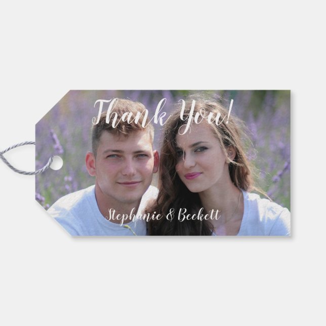 Photo Wedding Thank You Gift Tags (Back Horizontal)