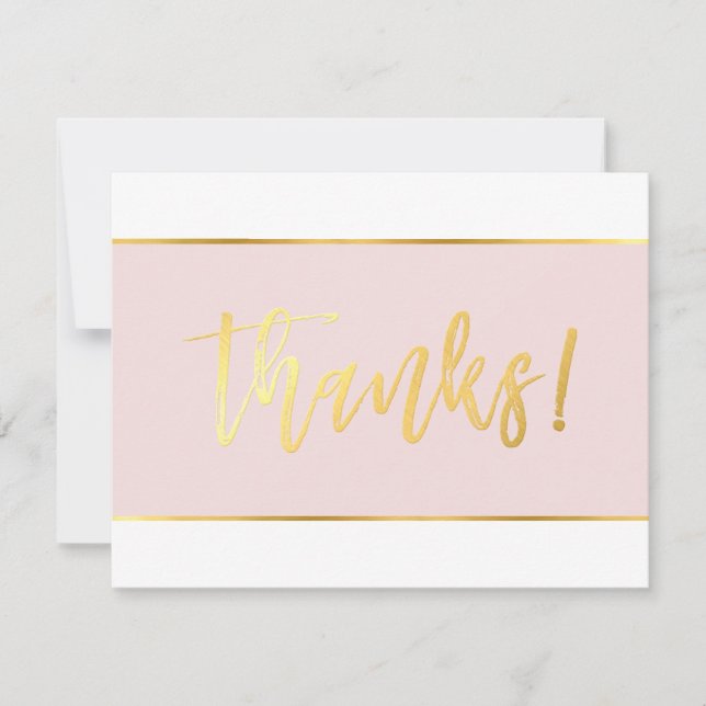 PHOTO WEDDING THANK YOU modern blush pink gold Card (Front)