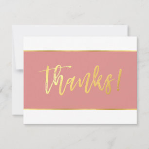 PHOTO WEDDING THANK YOU modern coral pink gold