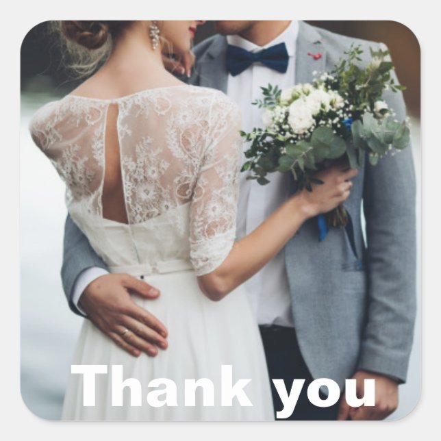 Photo Wedding Thank You  Square Sticker (Front)