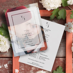 Photo Wedding Vellum Transparency Effect Initials Invitation