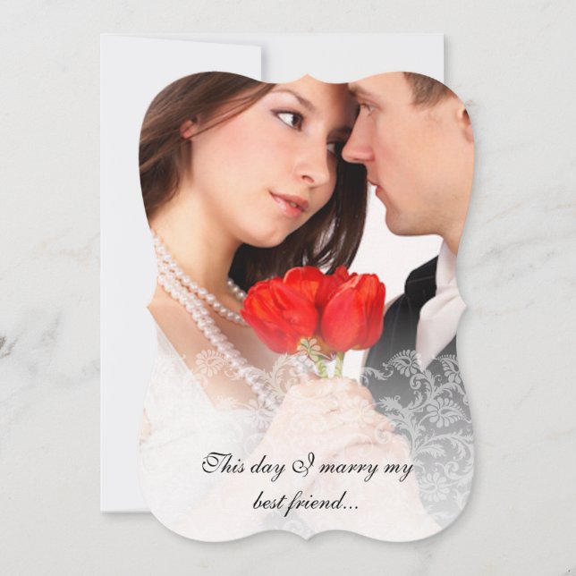 Photo Wedding Vintage Damask Invitations (Front)
