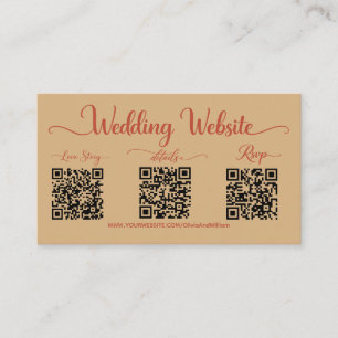 Photo Wedding Website RSVP Triple QR Code Enclosure Card