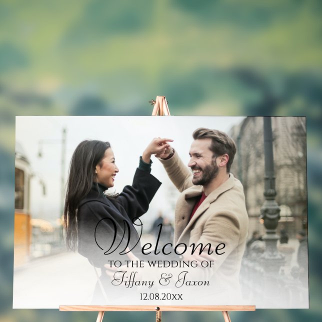 Photo Wedding Welcome Acrylic Sign (Neutral)