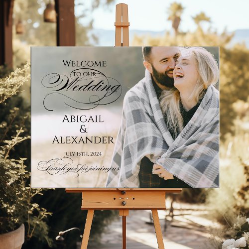 Photo wedding welcome sign elegant calligraphy