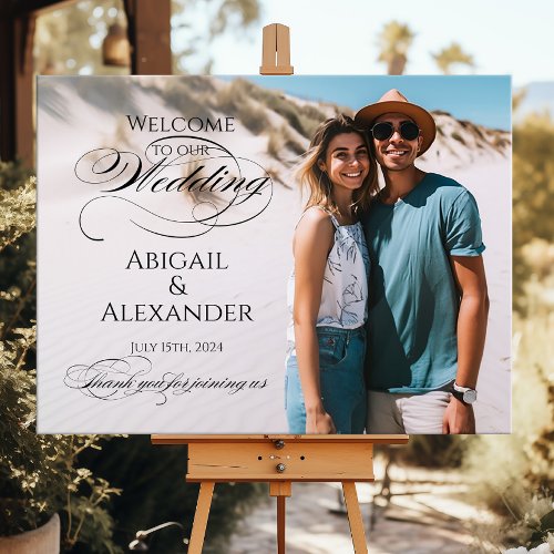 Photo wedding welcome sign elegant calligraphy