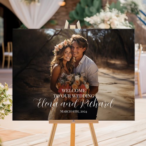 Photo wedding welcome sign elegant script