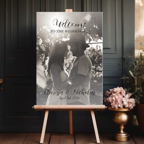 Photo wedding welcome sign faux canvas print