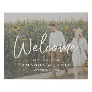 Photo Wedding Welcome Sign Faux Canvas Print