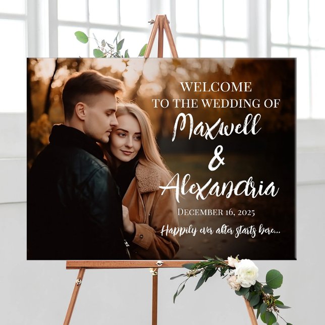Photo wedding welcome sign modern calligraphy (Creator Uploaded)