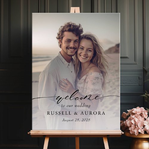 Photo wedding welcome sign modern calligraphy poster