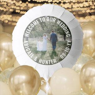 Photo Wedding Welcome Sign Modern White Balloon