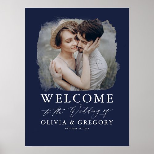 Photo Wedding Welcome Sign _ Navy Blue