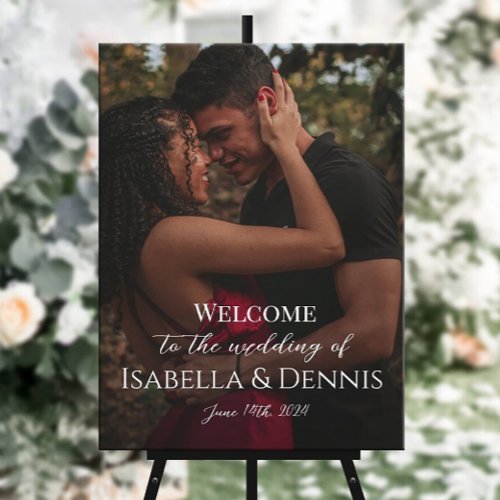 Photo wedding welcome sign on canvas
