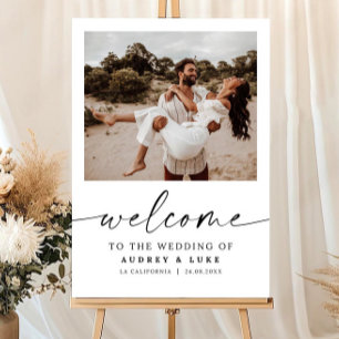 Photo Wedding Welcome Sign Template, Minimalist