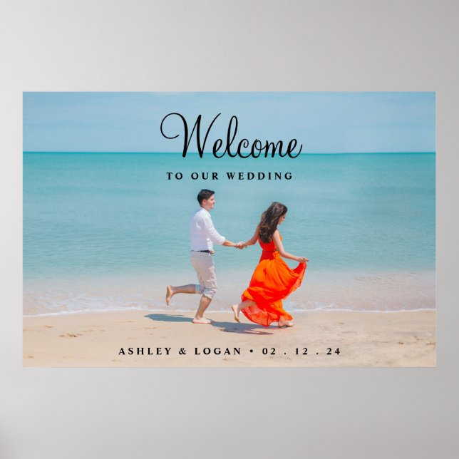 Photo Wedding Welcome Sign, Wedding Photo Poster (Front)