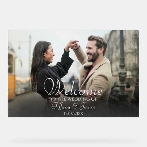 Photo Welcome Black with White Text Acrylic Sign