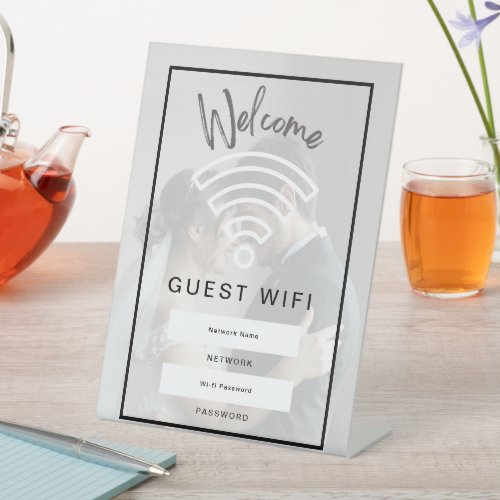 Photo Welcome Guest Wifi Password  Pedestal Sign