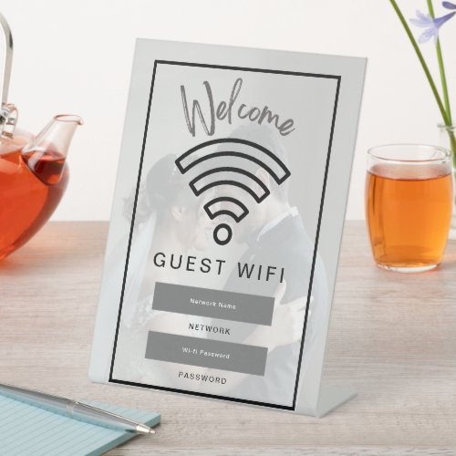 Photo Welcome Guest Wifi Password  Pedestal Sign