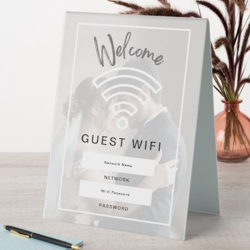 Photo Welcome Guest Wifi Password  Table Tent Sign