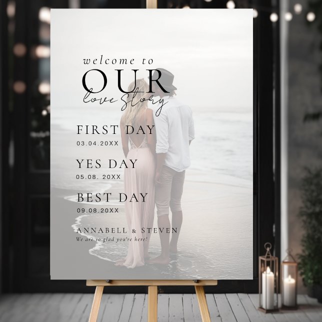 Photo WELCOME TO OUR LOVE STORY Foam Board (Photo WELCOME TO OUR LOVE STORY Foam Board. First Day, Yes Day, Best Day! With your names and dates)