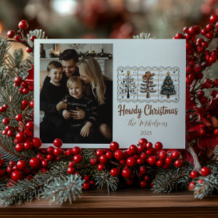 Photo Western Howdy Cowboy Christmas Holiday Card