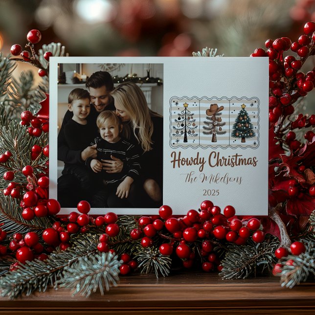 Photo Western Howdy Cowboy Christmas Holiday Card (Creator Uploaded)