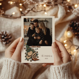 Photo Western Merry Christmas Y’all Holiday Card