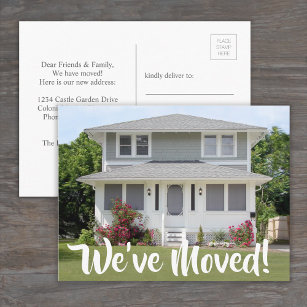 Photo We've Moved Script New Home Address Change Announcement Postcard
