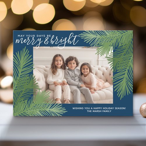 Photo Whimsical Branches Calligraphy Christmas Holiday Card