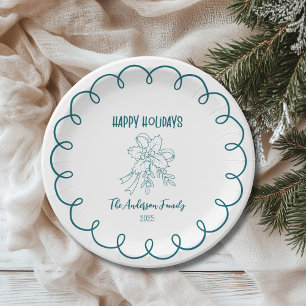 Photo Whimsical Quirky Doodle Holiday Paper Plates