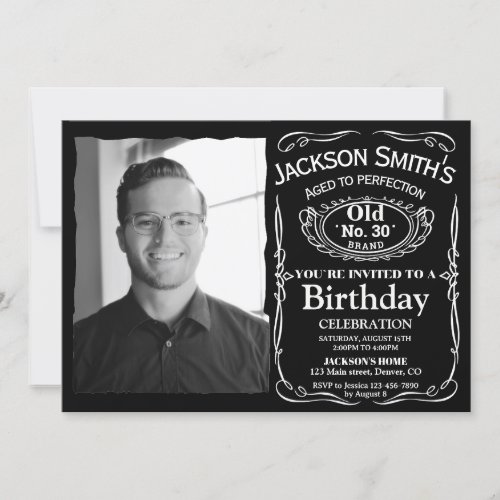 Photo Whiskey birthday invitation Liquor invite