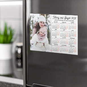 Photo White Calendar 2027 Family Magnetic Card