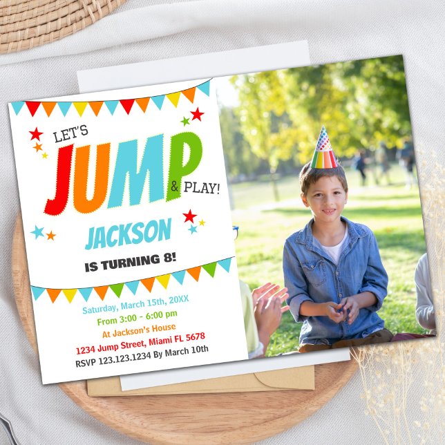 Photo White Jump Birthday Invitations (Photo White Jump Birthday Invitations)
