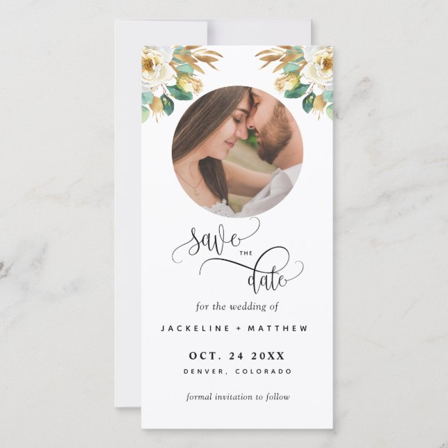 Photo White Mustard Wedding Save The Date Bookmark (Front)