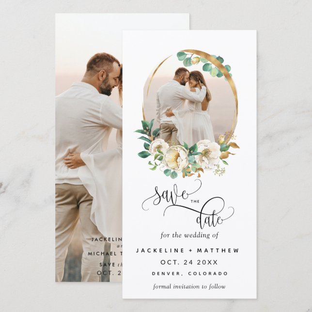 Photo White Mustard Wedding Save The Date Bookmark (Front/Back)