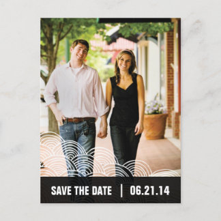 Photo White Pattern/Black Box Save the Date 01 Announcement Postcard