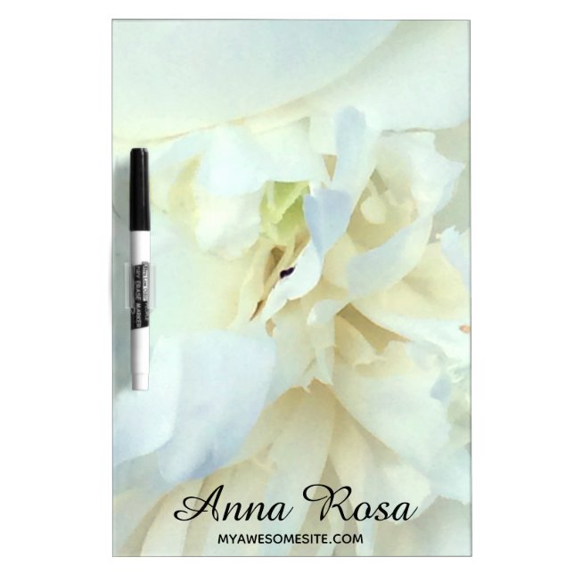 *~* Photo White Peony Flower with Branding Dry Erase Board (Front)