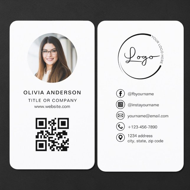 Photo White QR Code Business Card (Creator Uploaded)