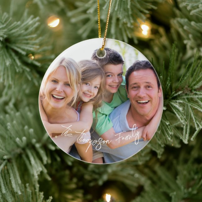 Photo White Script Ornament (Tree)