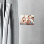 Photo & White Text Overlay Simple Modern Keepsake Magnet<br><div class="desc">Give the gift of special memories with a stylish custom photo rectangular magnet. This template is set up for a picture of kids, but is easy to personalize with a family, friend or pet's name, a wedding couple's monogrammed initials, or any wording of your choice. The colors and font style...</div>