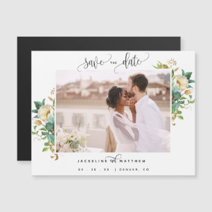 Photo, White Wedding Save the Date Magnet
