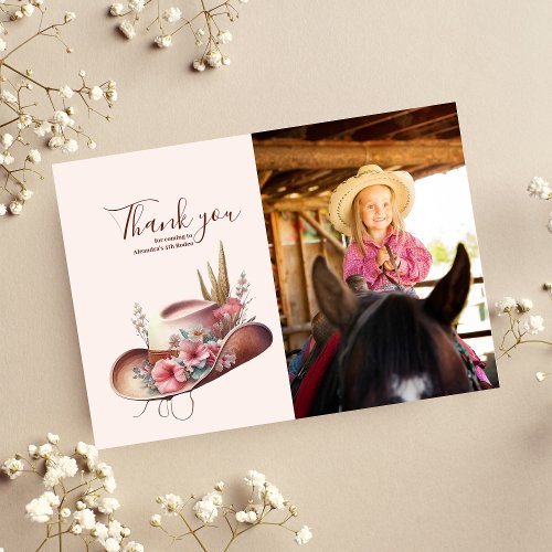 Photo Wild West Cowgirl Country Western Birthday  Thank You Card