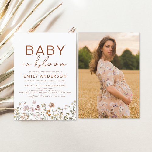 Photo Wildflower Baby in Bloom Baby Shower Invitation