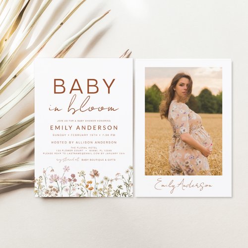 Photo Wildflower Baby in Bloom Baby Shower Invitation