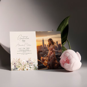 Photo Wildflower Graduation Boho Country Floral Invitation
