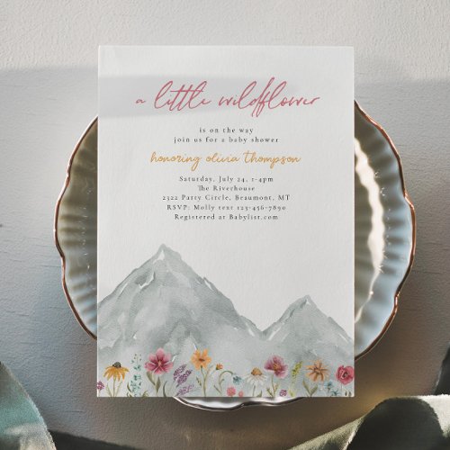 Photo Wildflower Mountain Baby Shower Invitation