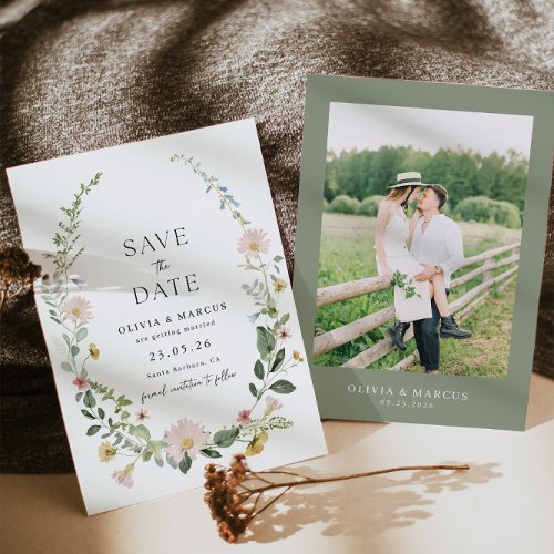 Photo Wildflower Wedding Save The Date Invitation